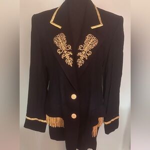 Black and Gold Embroidered Women's Blazer
